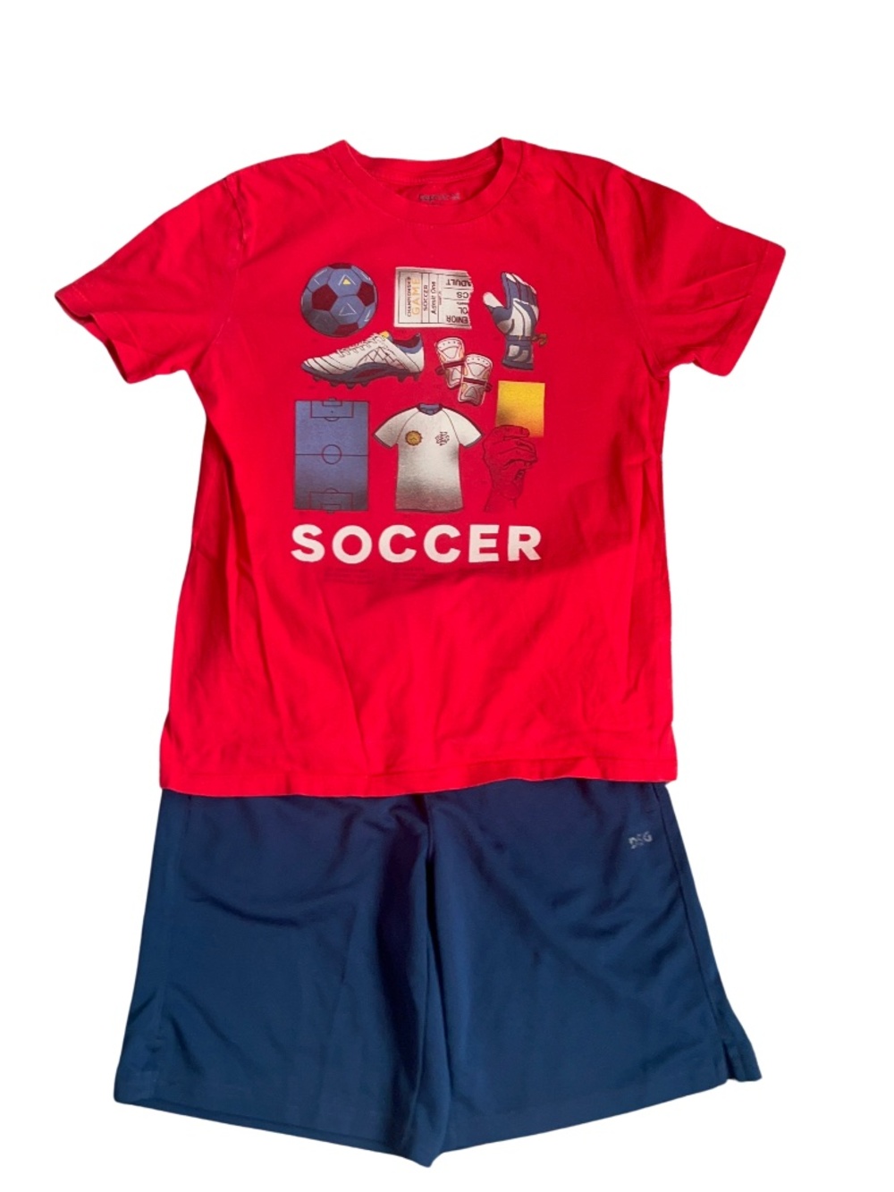 Boy's Bundle DSG Boys' Agility Shorts Navy Athletic Shorts and Gap Tee Size M